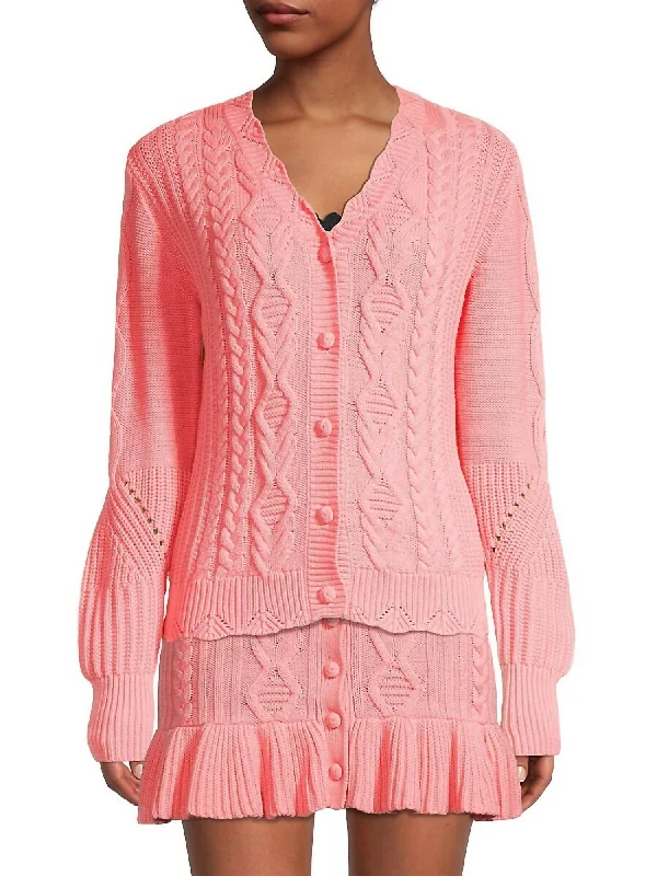 Chic Style, Always In Vogue Anselma Cardigan In Powder Blush