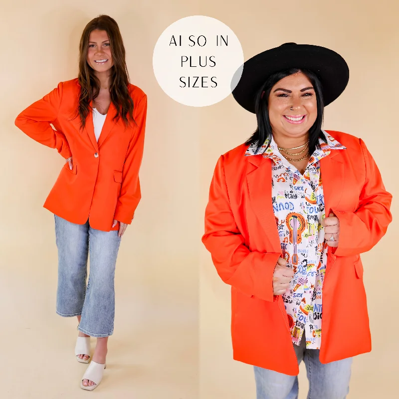 Discover Now Expect First Class Long Sleeve Blazer in Bright Orange