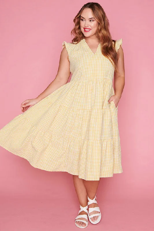 Trend Forward Threads Selina Mustard Gingham Dress