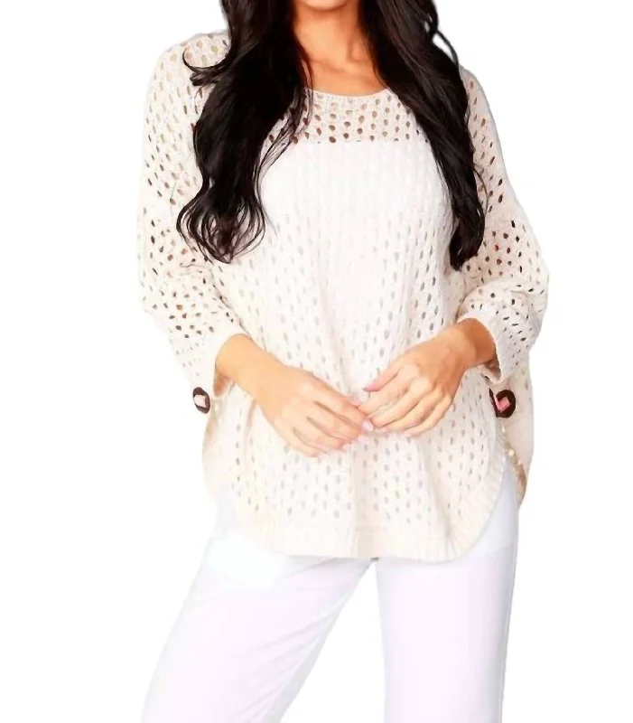 Stylish Loungewear for Women Aimee Wooden Button Poncho In Beige