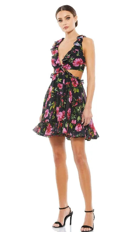 Online Shopping Boutiques Ieena Duggal - 9155I Sexy Floral Open Back Dress