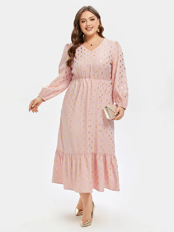 Affordable Online Boutiques Polka Dot Print Ruffle Hem Maxi Dress