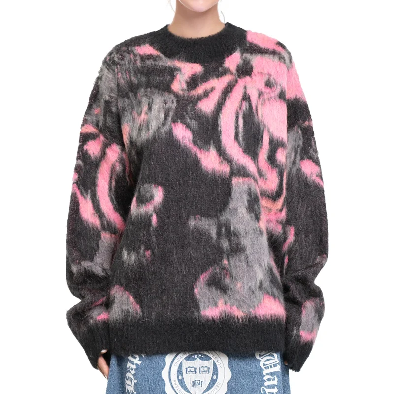 Crazy Price Slashing Rounded-collar sweater with "Magma" print Pink