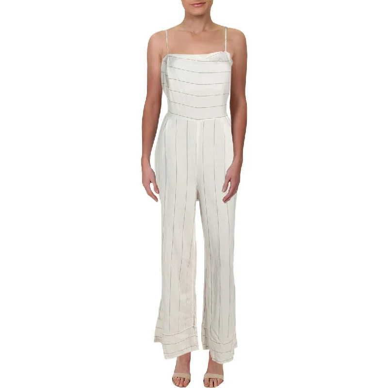 Women Fashion Style Mafia Womens Linen Striped Jumpsuit