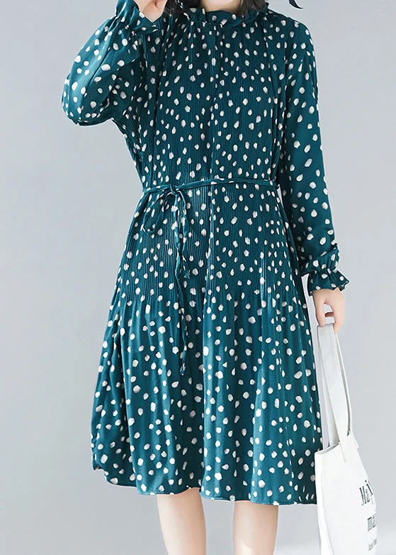 Trendy Online Boutiques Women green chiffon kaftans Women Fabrics Cinched A Line Summer Dress