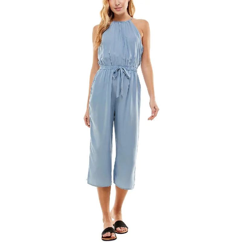 Women's Clothing Stores Kingston Grey Womens Juniors Crop Keyhole Jumpsuit