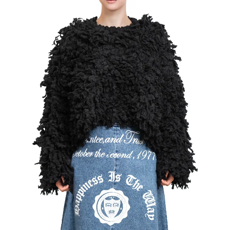 Seasonal Clearance Sweater with "Boucle Meta fur" concept Black