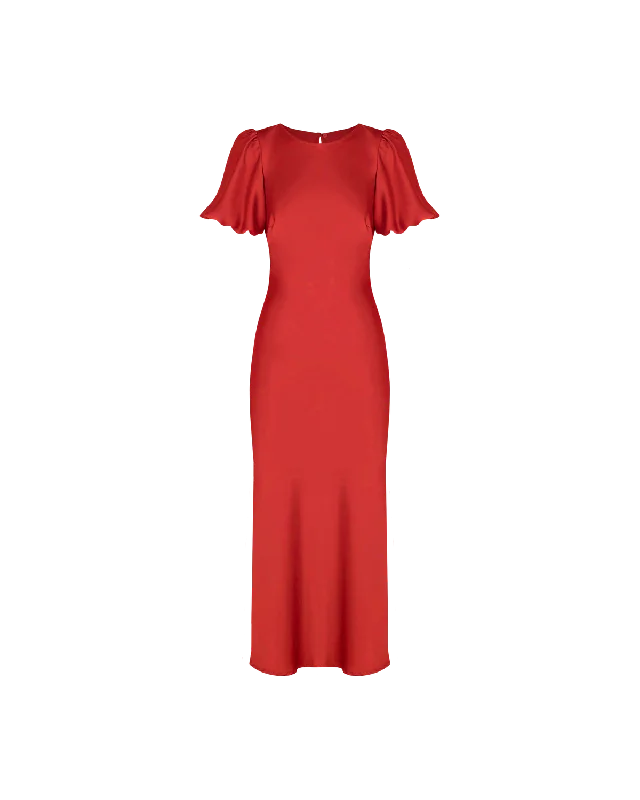 Summer Sale KENDALL SATIN DRESS CHILLI