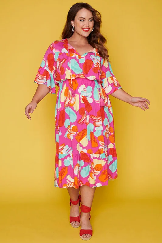 Seasonal Clearance Matrix Pink Highlighters Dress