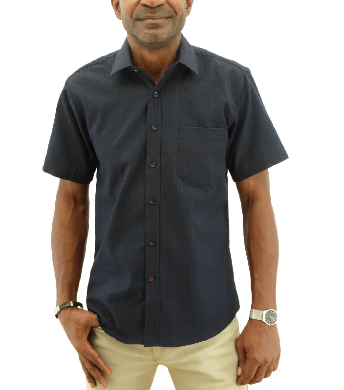 Fashion Sale 20C786, Jordache, Men's S/S Casual Shirt-Navy- (S-XL)