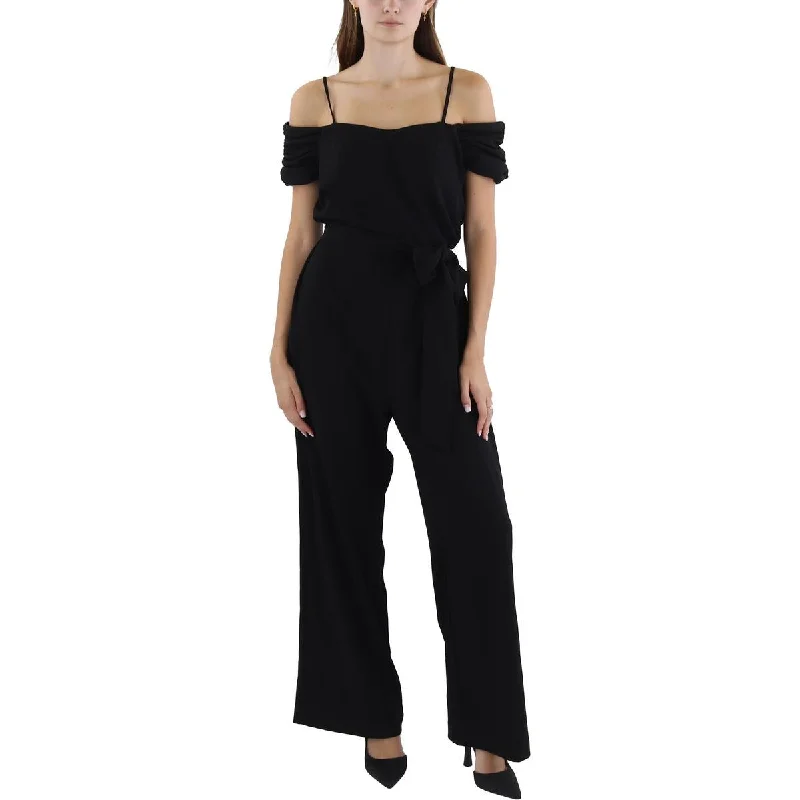 Women's Trendy Outfits Tahari ASL Womens Wide Leg Off The Shoulder Jumpsuit