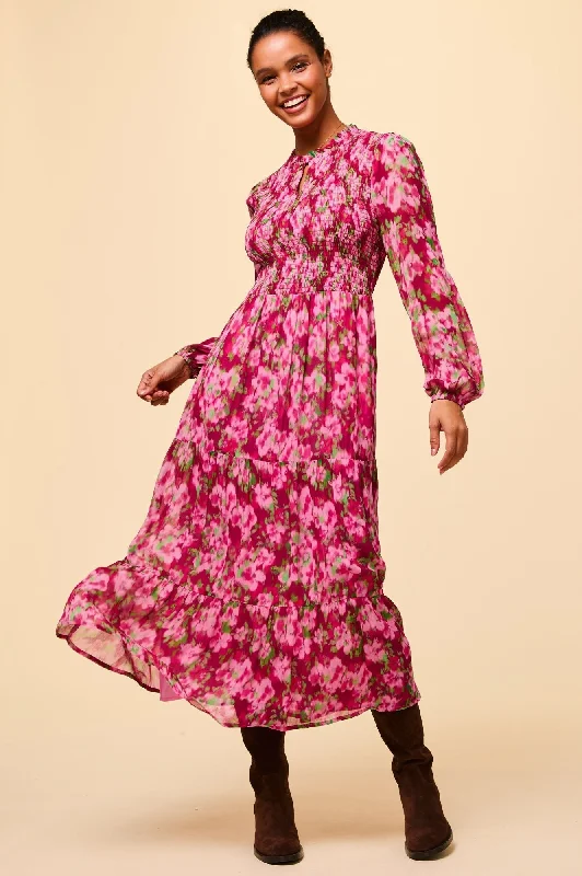 Shop Ladies Clothes Arabelle Dress | Hazy Floral Burgundy/Pink