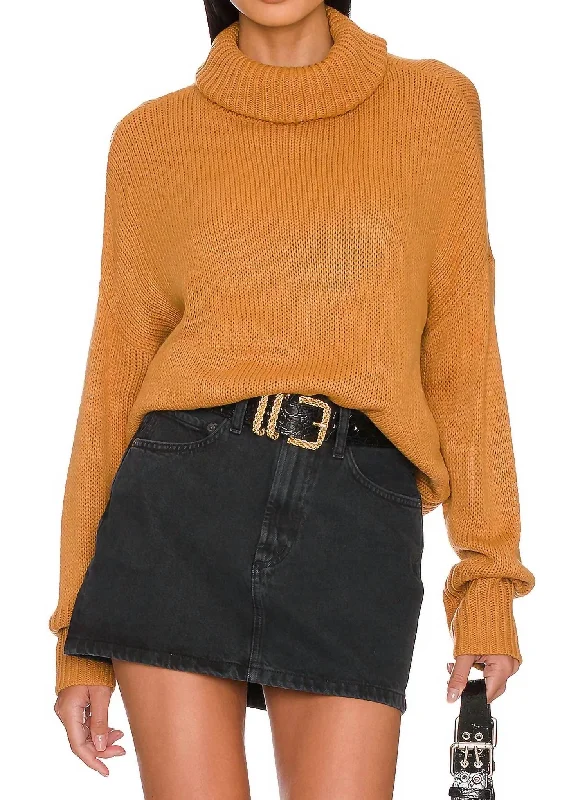 Fashion Forward Easy Turtleneck Pullover in Caramel