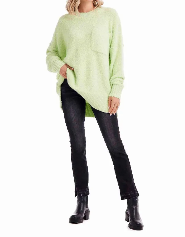 Trendsetter's Closet Rome Chenille Sweater In Lime