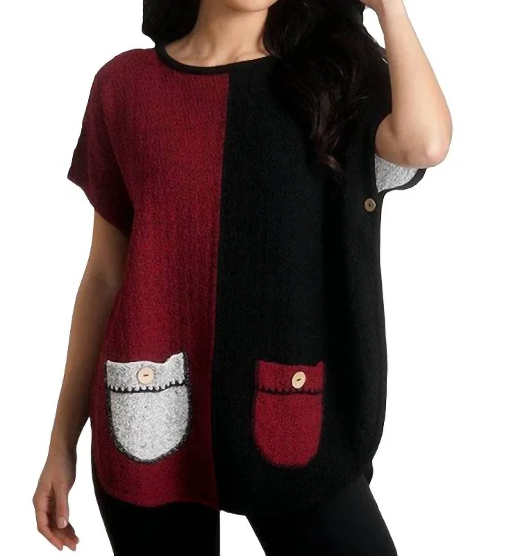 Casual and Comfortable Outfits Reversible Poncho In Winecombo