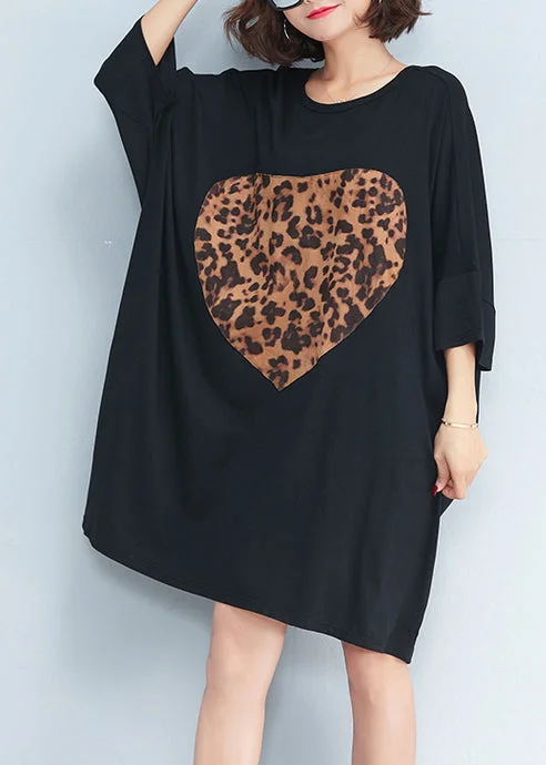 Seasonal Trends Organic o neck baggy Cotton tunic pattern Women Photography black short Dresses Summer