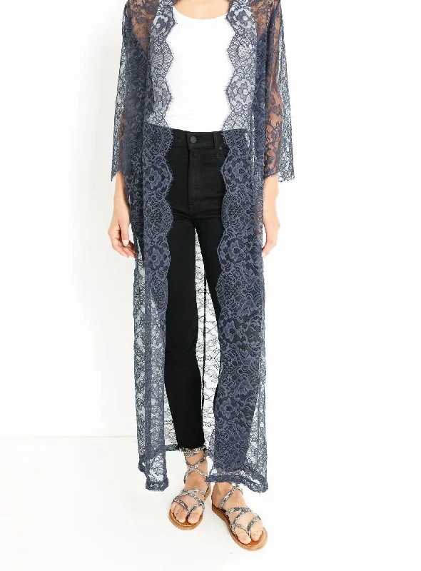 Fashion Women's Clothing Duster Cardigan In Navy