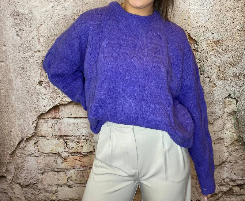 Eclectic Fashion Cable Knit Sweater in Purple