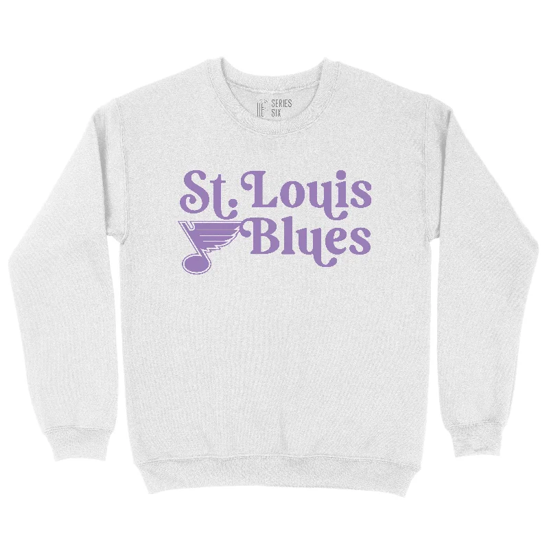 Evening Elegance ST. LOUIS BLUES SERIES SIX WHITE CREW SWEATSHIRT