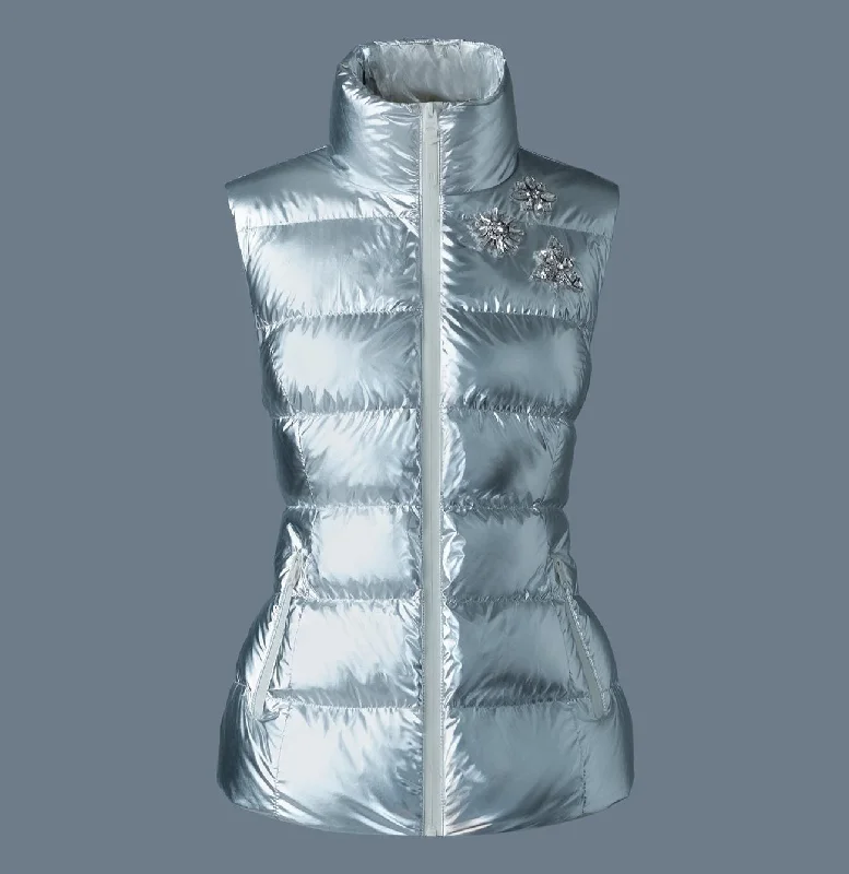 The Latest Trends GISELA-MSF Metallic laminate snowflake down vest Silver