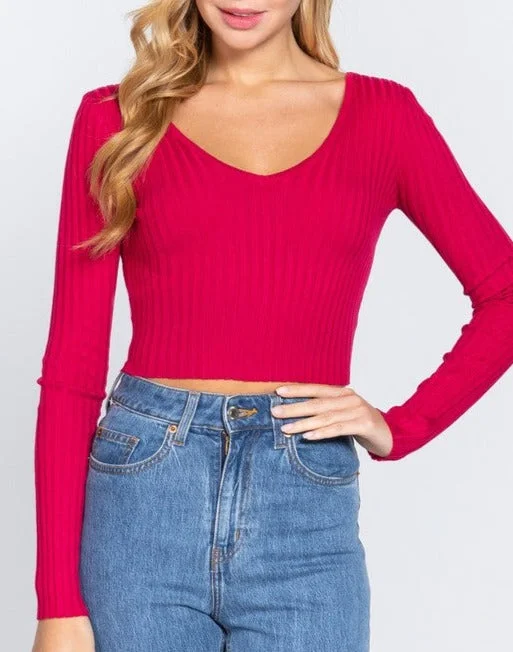 Casual Style for Busy Women V-Neck Ribbed Crop Sweater