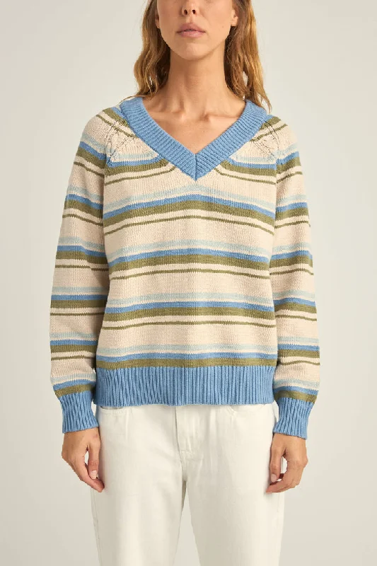 Special Offers, Don't Miss Rhythm Distant Shores Striped Sweater - BLUE STRIPE