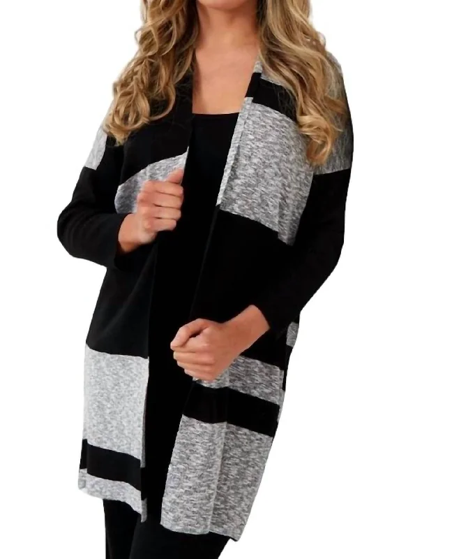 Clothing Brands Color Block Cardigan In Black