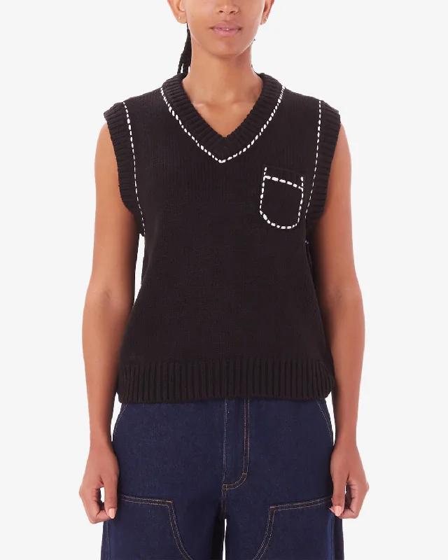 Versatile Women's Fashion Obey MURPHY SWEATER VEST - DIGITAL BLACK