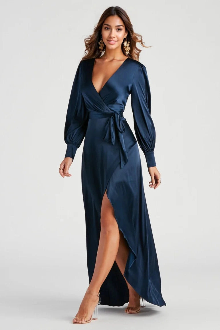 Clothes For Sale Kali Formal Satin Wrap Dress