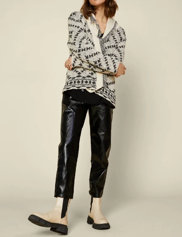 Runway Inspired Wear Carthage Open Knit Cardigan In Black/ivory