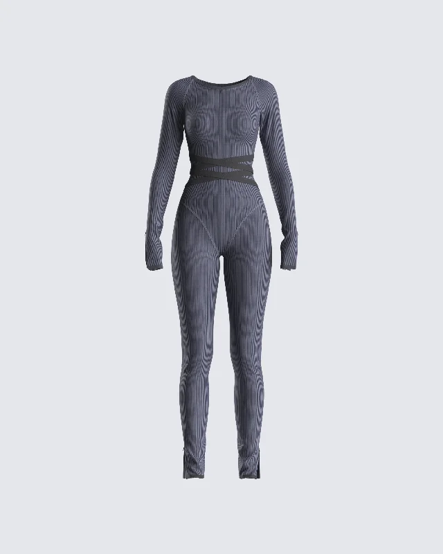 Women Apparel Vilma Grey Rib Zip Jumpsuit