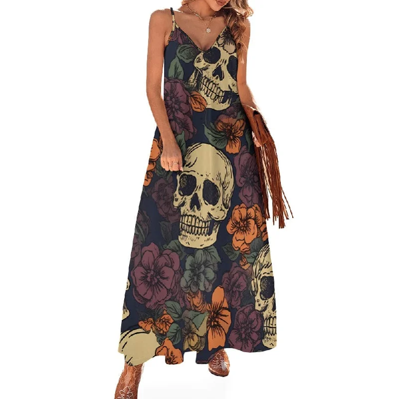 Season Sale Our Women's skulls & Brown Floral Sling Ankle Long Dress Is The Perfect Combination of Style & Comfort