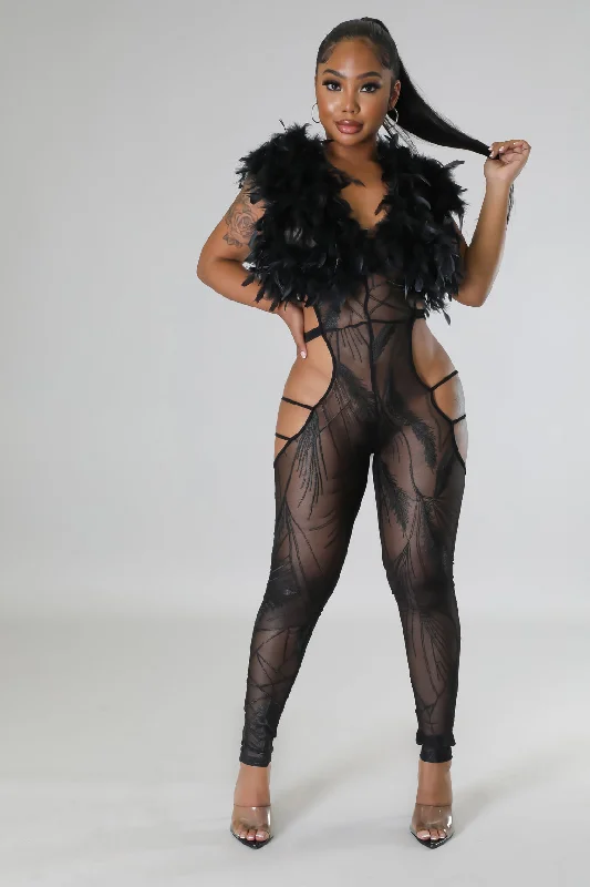 Clearance Sale Feather Hottie Jumpsuit