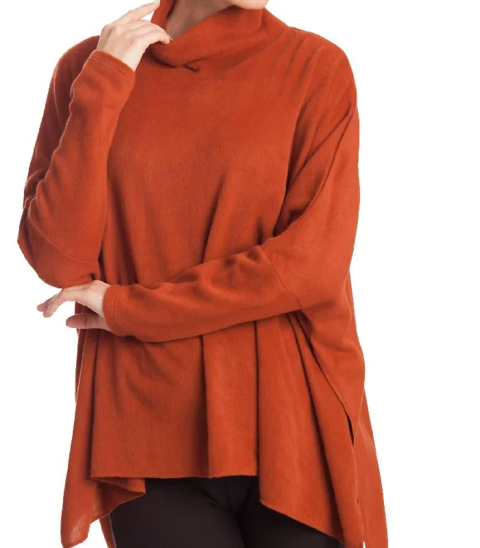 Fashionable Dresses for Women Cowl Neck Oversized Sweater In Rust