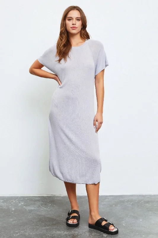 Wardrobe Upgrade Relax Batwing Short Sleeve Sweater Midi Dress