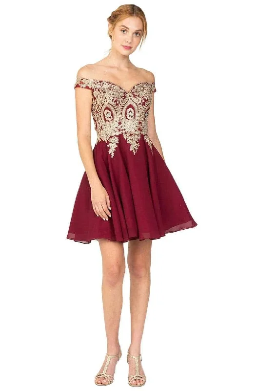 Flash Sale Clothing Eureka Fashion - Embroidered Off-Shoulder Chiffon A-line Dress