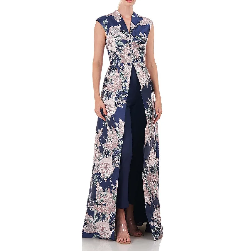 Edgy Fashion Kay Unger New York Womens Pia Floral Walk-Thru Jumpsuit