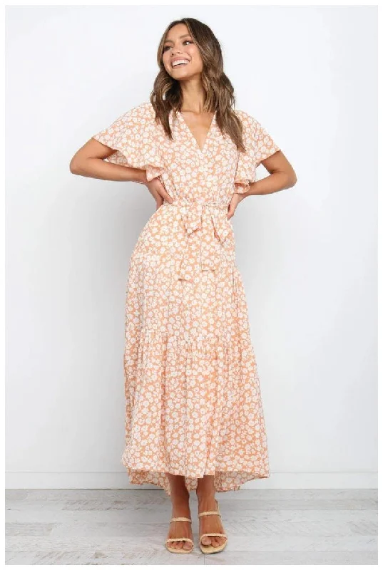 Style Streetwear Floral  Maxi Dress - Marigold