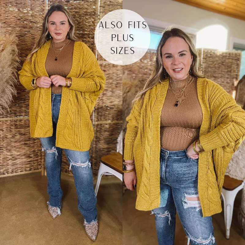 Vintage Style Clothing Sale Caramel Spice Kisses Long Sleeve Dolman Cardigan in Mustard Yellow