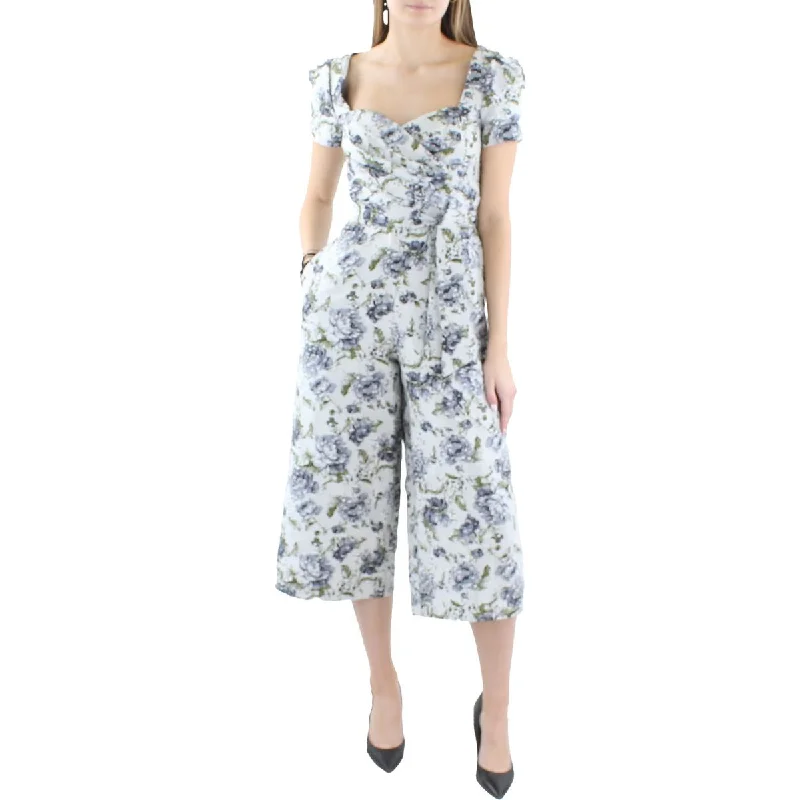 High End Fashion Kay Unger New York Womens Jesse Floral Cropped Jumpsuit