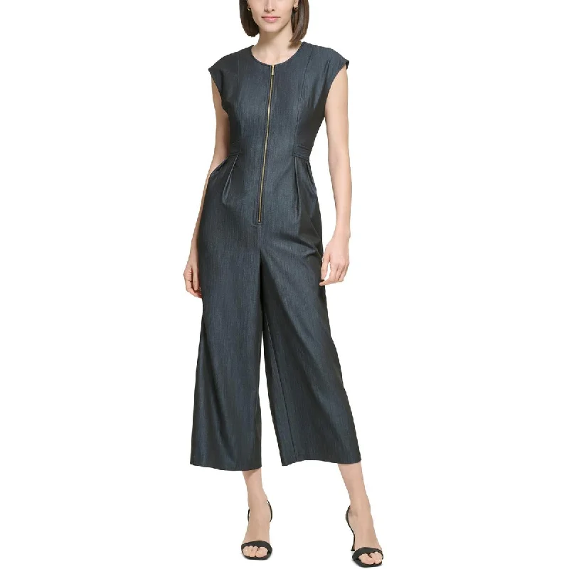 Summer Deals Calvin Klein Womens Slub Wide Leg Jumpsuit