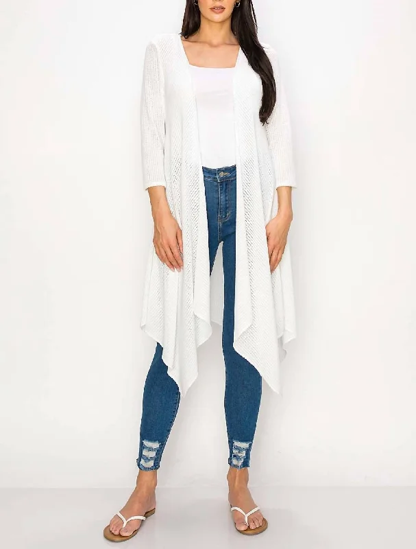 Stylish Basics Long Sleeve Knit Duster In White