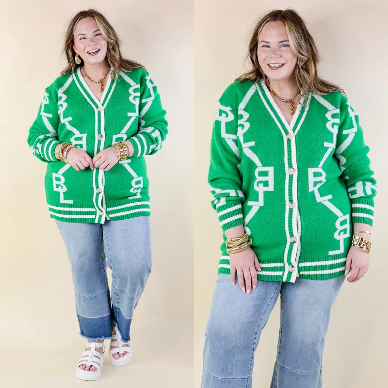 Trendy Women's Outfits for Casual Wear BuddyLove | Varsity Cardigan in Shady Glade (Green)