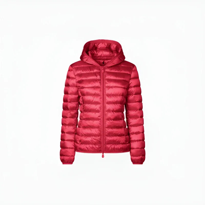 Must-Have Styles Woman's Alexis Hooded Puffer Jacket in Tango Red