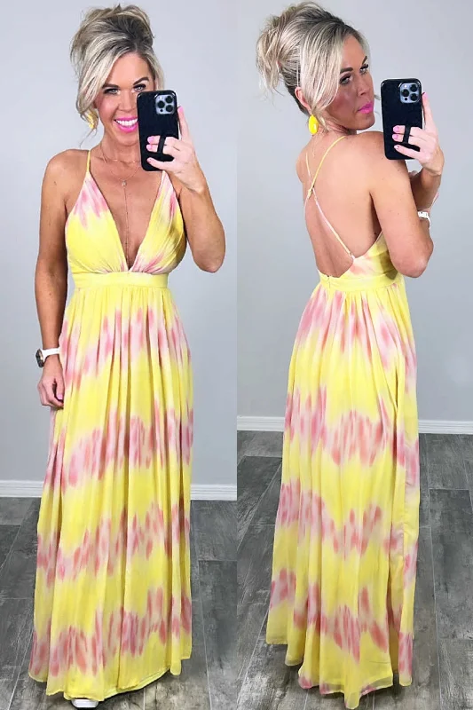 Trendy Street Style Attire Oceans Of Love Ombre Maxi Dress - Lemon