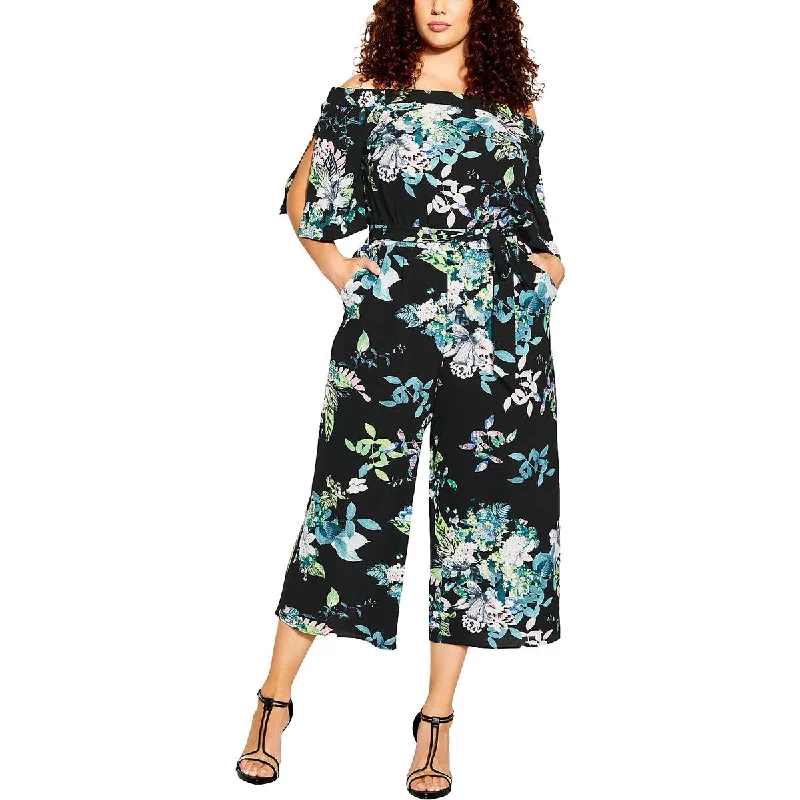 Athleisure Wear Special Offer City Chic Womens Kalani Off-the-Shoulder Wide Leg Jumpsuit