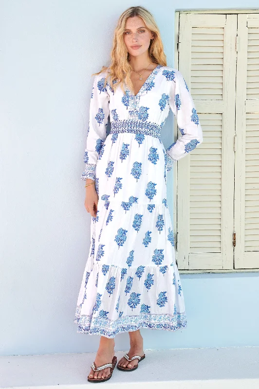 Flash Sale, Don't Miss Billie Block Print Dress | Daliya Buta Blue