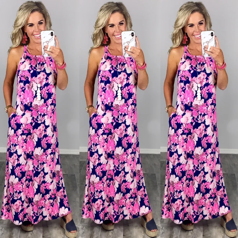 Trend Forward Threads Bright Floral Maxi Dress