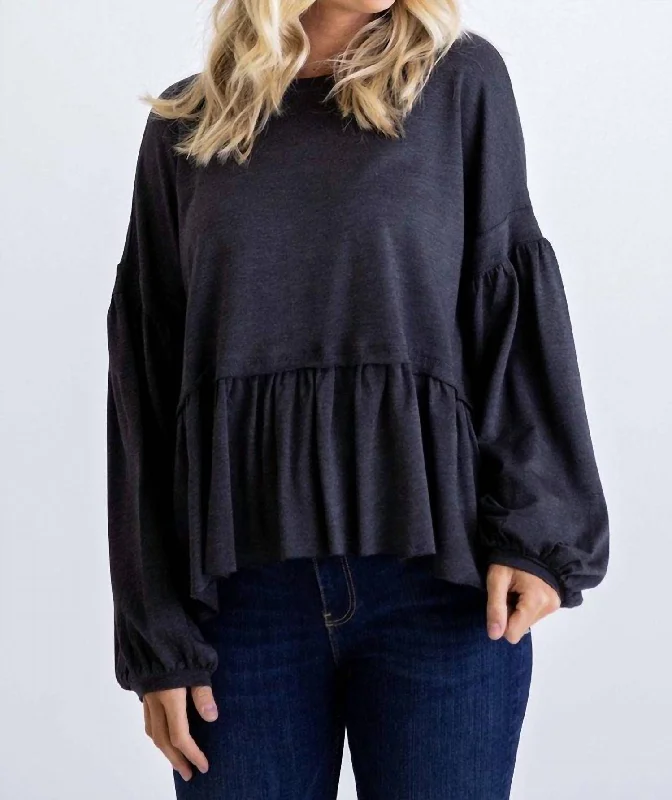 Outfits For Women Knit Oversize Top In Charcoal