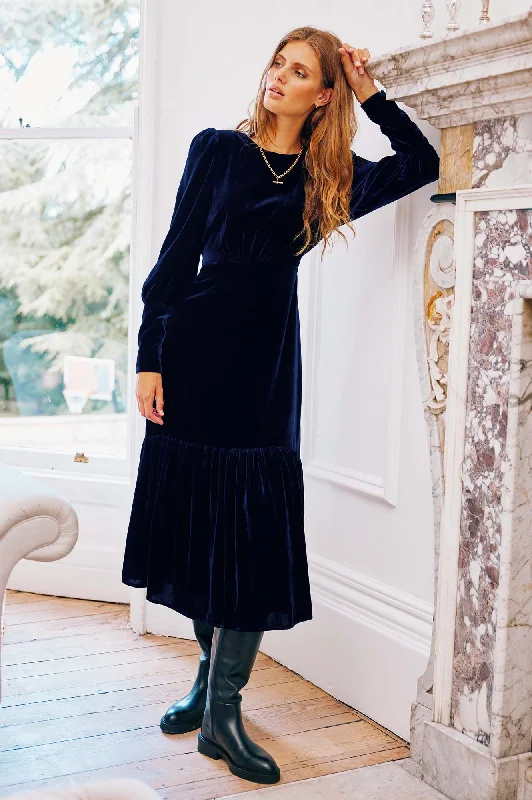 Exclusive Discount Esmee Velvet Dress | Navy